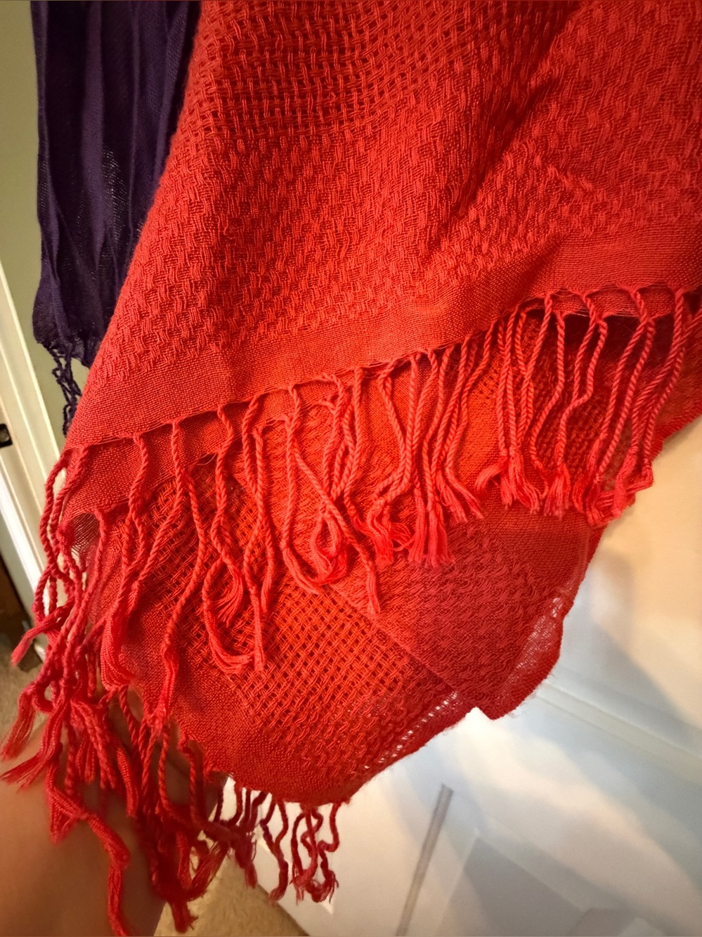 3 Scarf Set: Fall Colors Collection of Deep Plum, Rust Orange, Dusk Gray - Picture 10 of 16